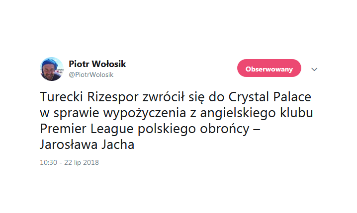 OFERTA transferowa dla Jarosława Jacha